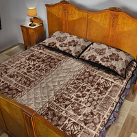 Hawaii Style Hibiscus and Tribal Element Fabric Patchwork Quilt Bed Set Beige Version LT03 - Polynesian Pride