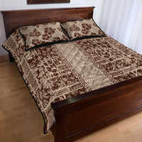Hawaii Style Hibiscus and Tribal Element Fabric Patchwork Quilt Bed Set Beige Version LT03 - Polynesian Pride