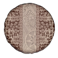 Hawaii Style Hibiscus and Tribal Element Fabric Patchwork Spare Tire Cover Beige Version LT03 - Polynesian Pride