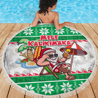 Hawaii Mele Kalikimaka Beach Blanket Aloha Santa and Palm Tree Mix Kakau Pattern LT03 - Polynesian Pride