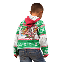 Hawaii Mele Kalikimaka Kid Hoodie Aloha Santa and Palm Tree Mix Kakau Pattern LT03 - Polynesian Pride