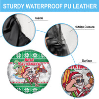 Hawaii Mele Kalikimaka Spare Tire Cover Aloha Santa and Palm Tree Mix Kakau Pattern LT03 - Polynesian Pride