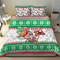 Custom Hawaii Mele Kalikimaka Bedding Set Aloha Santa and Palm Tree Mix Kakau Pattern LT03 - Polynesian Pride