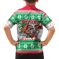 Custom Hawaii Mele Kalikimaka Family Matching Tank Maxi Dress and Hawaiian Shirt Aloha Santa and Palm Tree Mix Kakau Pattern LT03 - Polynesian Pride