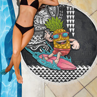Hawaii Pineapple Surfing With Kakau Tribal Beach Blanket LT03 - Polynesian Pride