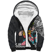 Hawaii Pineapple Surfing With Kakau Tribal Sherpa Hoodie LT03 Unisex Brown - Polynesian Pride