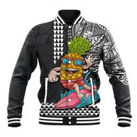 Hawaii Pineapple Surfing Kakau Tribal Personalised Baseball Jacket LT03 Unisex Brown - Polynesian Pride