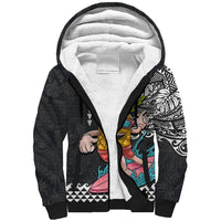Hawaii Pineapple Surfing Kakau Tribal Personalised Sherpa Hoodie LT03 Unisex Brown - Polynesian Pride