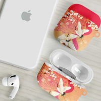 Hawaiian and Japanese Culture Together AirPods Case Kakau Art Tattoo with Cranes and Sakura Spring Vibe - Polynesian Pride