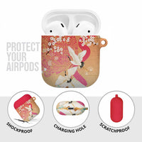 Hawaiian and Japanese Culture Together AirPods Case Kakau Art Tattoo with Cranes and Sakura Spring Vibe - Polynesian Pride