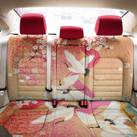Hawaiian and Japanese Culture Together Back Car Seat Cover Kakau Art Tattoo with Cranes and Sakura Spring Vibe - Polynesian Pride