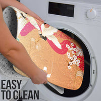 Hawaiian and Japanese Culture Together Bathroom Set Kakau Art Tattoo with Cranes and Sakura Spring Vibe - Polynesian Pride