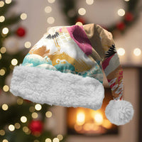 Hawaiian and Japanese Culture Together Christmas Santa Hat Kakau Art Tattoo with Cranes and Sakura Spring Vibe LT03 With Fur Multicolor - Polynesian Pride