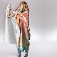 Hawaiian and Japanese Culture Together Hooded Blanket Kakau Art Tattoo with Cranes and Sakura Spring Vibe - Polynesian Pride