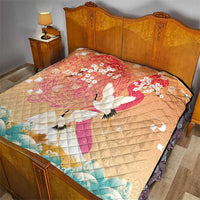 Hawaiian and Japanese Culture Together Quilt Kakau Art Tattoo with Cranes and Sakura Spring Vibe - Polynesian Pride