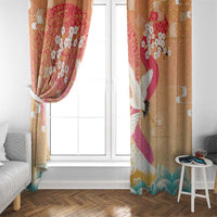 Hawaiian and Japanese Culture Together Window Curtain Kakau Art Tattoo with Cranes and Sakura Spring Vibe - Polynesian Pride