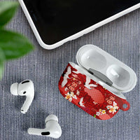 Hawaiian and Japanese Culture Together AirPods Case Red Ohia Lehua Plumeria and Sakura Blooming LT03 - Polynesian Pride