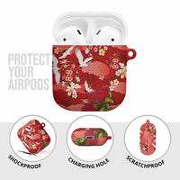 Hawaiian and Japanese Culture Together AirPods Case Red Ohia Lehua Plumeria and Sakura Blooming LT03 - Polynesian Pride