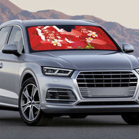 Hawaiian and Japanese Culture Together Auto Sun Shade Red Ohia Lehua Plumeria and Sakura Blooming LT03 - Polynesian Pride