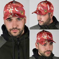 Hawaiian and Japanese Culture Together Classic Cap Red Ohia Lehua Plumeria and Sakura Blooming LT03 - Polynesian Pride