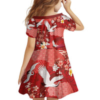 Hawaiian and Japanese Culture Together Family Matching Off The Shoulder Long Sleeve Dress and Hawaiian Shirt Red Ohia Lehua Plumeria and Sakura Blooming LT03 - Polynesian Pride
