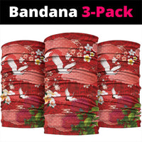 Hawaiian and Japanese Culture Together Neck Gaiter Red Ohia Lehua Plumeria and Sakura Blooming - Polynesian Pride