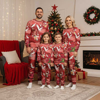 Hawaiian and Japanese Culture Together Christmas Pajama Set Red Ohia Lehua Plumeria and Sakura Blooming - Polynesian Pride