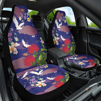 Hawaiian and Japanese Culture Together Car Seat Cover Blue Ohia Lehua Plumeria and Sakura Blooming - Polynesian Pride