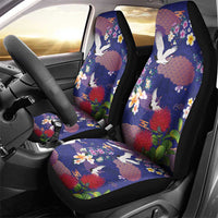 Hawaiian and Japanese Culture Together Car Seat Cover Blue Ohia Lehua Plumeria and Sakura Blooming - Polynesian Pride