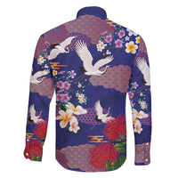 Hawaiian and Japanese Culture Together Family Matching Puletasi and Hawaiian Shirt Blue Ohia Lehua Plumeria and Sakura Blooming LT03 - Polynesian Pride