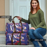 Hawaiian and Japanese Culture Together Travel Bag Blue Ohia Lehua Plumeria and Sakura Blooming - Polynesian Pride