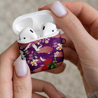 Hawaiian and Japanese Culture Together AirPods Case Purple Ohia Lehua Plumeria and Sakura Blooming LT03 - Polynesian Pride