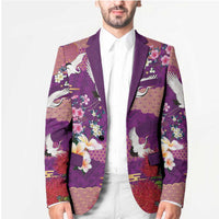 Hawaiian and Japanese Culture Together Blazer Purple Ohia Lehua Plumeria and Sakura Blooming - Polynesian Pride