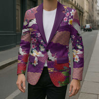 Hawaiian and Japanese Culture Together Blazer Purple Ohia Lehua Plumeria and Sakura Blooming - Polynesian Pride