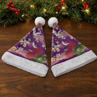 Hawaiian and Japanese Culture Together Christmas Santa Hat Purple Ohia Lehua Plumeria and Sakura Blooming LT03 - Polynesian Pride