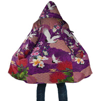 Hawaiian and Japanese Culture Together Cloak Purple Ohia Lehua Plumeria and Sakura Blooming - Polynesian Pride