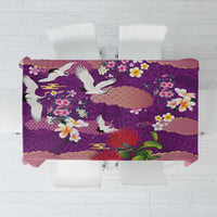 Hawaiian and Japanese Culture Together Tablecloth Purple Ohia Lehua Plumeria and Sakura Blooming - Polynesian Pride