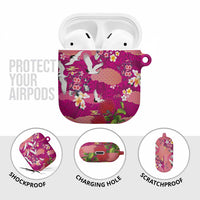Hawaiian and Japanese Culture Together AirPods Case Pink Ohia Lehua Plumeria and Sakura Blooming LT03 - Polynesian Pride