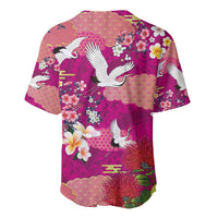 Hawaiian and Japanese Culture Together Baseball Jersey Pink Ohia Lehua Plumeria and Sakura Blooming LT03 - Polynesian Pride