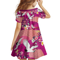 Hawaiian and Japanese Culture Together Family Matching Off Shoulder Short Dress and Hawaiian Shirt Pink Ohia Lehua Plumeria and Sakura Blooming LT03 - Polynesian Pride