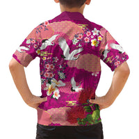 Hawaiian and Japanese Culture Together Family Matching Puletasi and Hawaiian Shirt Pink Ohia Lehua Plumeria and Sakura Blooming LT03 - Polynesian Pride