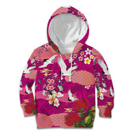 Hawaiian and Japanese Culture Together Kid Hoodie Pink Ohia Lehua Plumeria and Sakura Blooming LT03 Hoodie Pink - Polynesian Pride