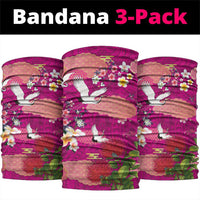 Hawaiian and Japanese Culture Together Neck Gaiter Pink Ohia Lehua Plumeria and Sakura Blooming - Polynesian Pride