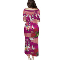 Hawaiian and Japanese Culture Together Puletasi Pink Ohia Lehua Plumeria and Sakura Blooming LT03 - Polynesian Pride