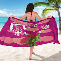 Hawaiian and Japanese Culture Together Sarong Pink Ohia Lehua Plumeria and Sakura Blooming - Polynesian Pride