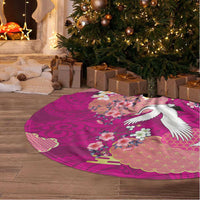 Hawaiian and Japanese Culture Together Tree Skirt Pink Ohia Lehua Plumeria and Sakura Blooming LT03 - Polynesian Pride