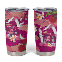 Hawaiian and Japanese Culture Together Tumbler Cup Pink Ohia Lehua Plumeria and Sakura Blooming - Polynesian Pride