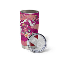 Hawaiian and Japanese Culture Together Tumbler Cup Pink Ohia Lehua Plumeria and Sakura Blooming - Polynesian Pride