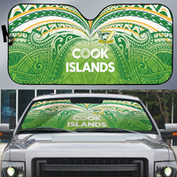 Cook Islands Rugby League Auto Sun Shade Tatau Tribal Motifs-Light Green Color - Polynesian Pride