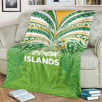 Cook Islands Rugby League Blanket Tatau Tribal Motifs-Light Green Color - Polynesian Pride